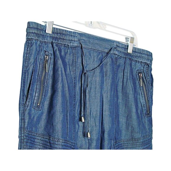 NEW Tribella Womens Skirt Sz Large Harborside Indigo Blue Elastic Waist Pockets - Picture 2 of 10